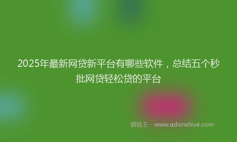 2025年最新网贷新平台有哪些软件，总结五个秒批网贷轻松贷的平台