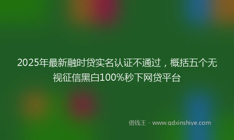 2025年最新融时贷实名认证不通过，概括五个无视征信黑白100%秒下网贷平台