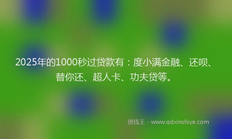 2025年的1000秒过贷款有：度小满金融、还呗、替你还、超人卡、功夫贷等。