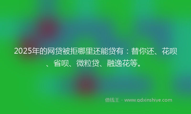2025年的网贷被拒哪里还能贷有：替你还、花呗、省呗、微粒贷、融逸花等。