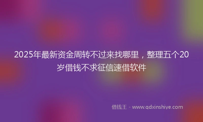 2025年最新资金周转不过来找哪里，整理五个20岁借钱不求征信速借软件