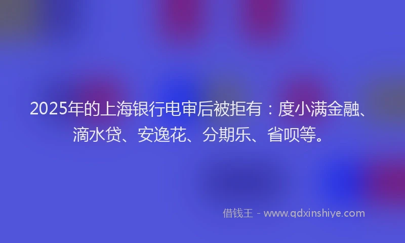 2025年的上海银行电审后被拒有：度小满金融、滴水贷、安逸花、分期乐、省呗等。