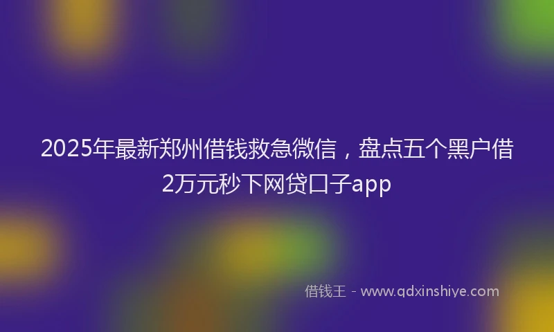 2025年最新郑州借钱救急微信，盘点五个黑户借2万元秒下网贷口子app