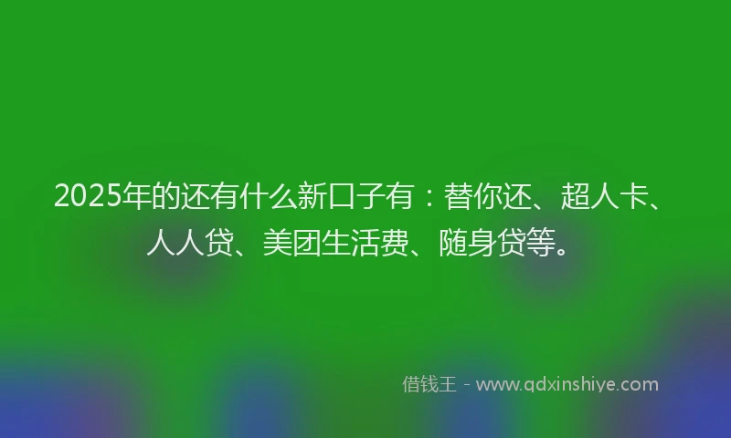 2025年的还有什么新口子有：替你还、超人卡、人人贷、美团生活费、随身贷等。