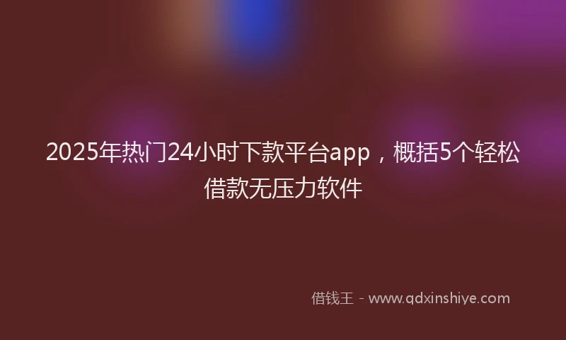 2025年热门24小时下款平台app，概括5个轻松借款无压力软件