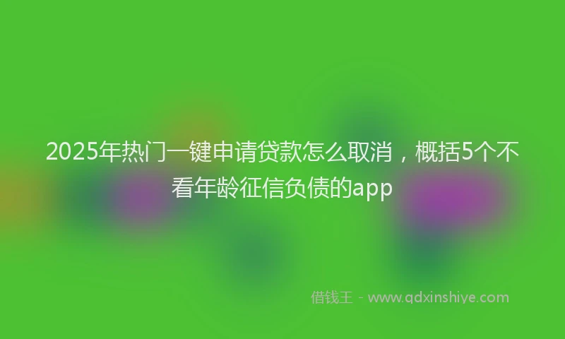 2025年热门一键申请贷款怎么取消，概括5个不看年龄征信负债的app