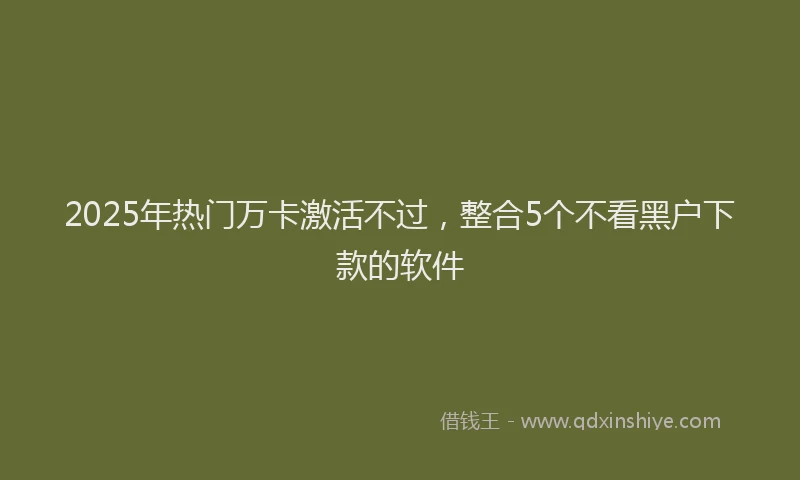 2025年热门万卡激活不过，整合5个不看黑户下款的软件
