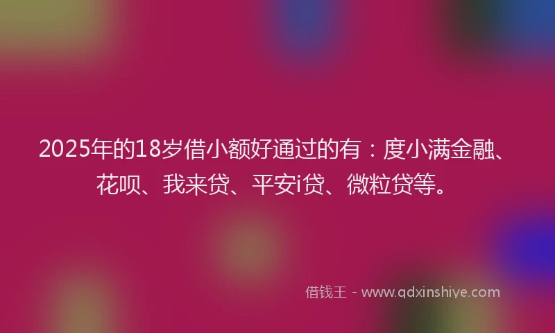 2025年的18岁借小额好通过的有：度小满金融、花呗、我来贷、平安i贷、微粒贷等。