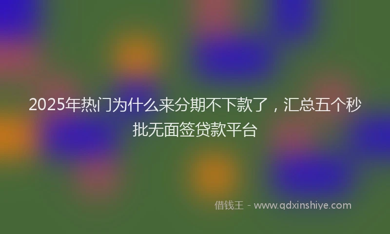 2025年热门为什么来分期不下款了，汇总五个秒批无面签贷款平台