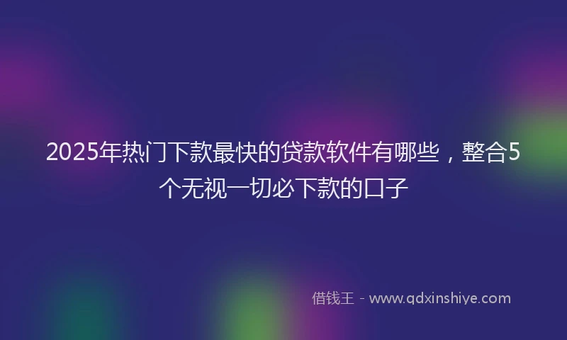 2025年热门下款最快的贷款软件有哪些，整合5个无视一切必下款的口子