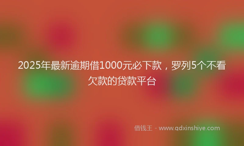2025年最新逾期借1000元必下款，罗列5个不看欠款的贷款平台