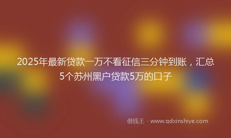 2025年最新贷款一万不看征信三分钟到账，汇总5个苏州黑户贷款5万的口子