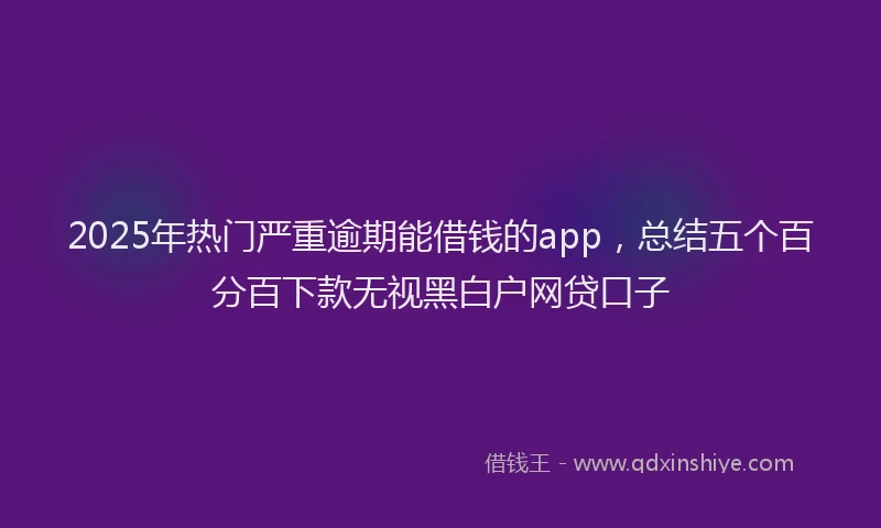 2025年热门严重逾期能借钱的app，总结五个百分百下款无视黑白户网贷口子