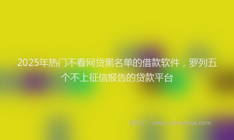 2025年热门不看网贷黑名单的借款软件，罗列五个不上征信报告的贷款平台