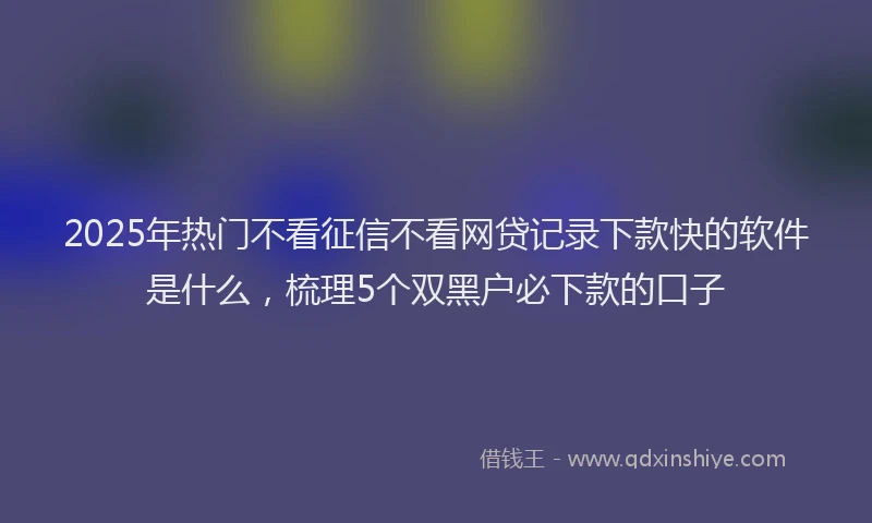 2025年热门不看征信不看网贷记录下款快的软件是什么，梳理5个双黑户必下款的口子