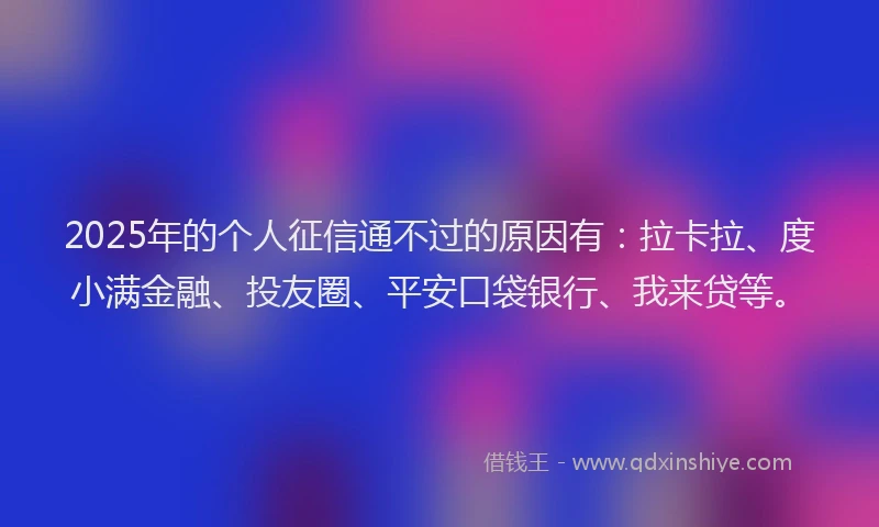 2025年的个人征信通不过的原因有：拉卡拉、度小满金融、投友圈、平安口袋银行、我来贷等。