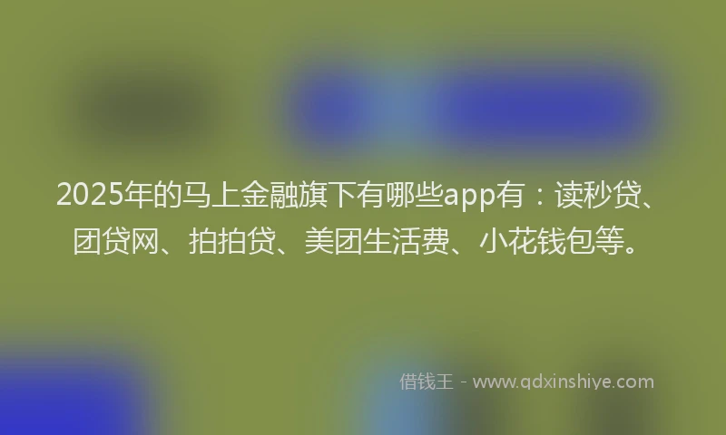 2025年的马上金融旗下有哪些app有：读秒贷、团贷网、拍拍贷、美团生活费、小花钱包等。