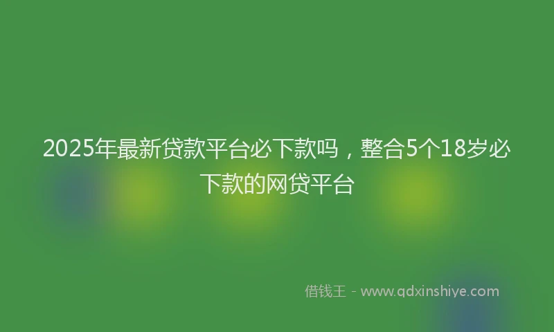 2025年最新贷款平台必下款吗，整合5个18岁必下款的网贷平台