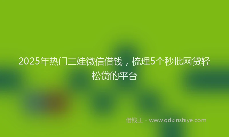 2025年热门三娃微信借钱，梳理5个秒批网贷轻松贷的平台