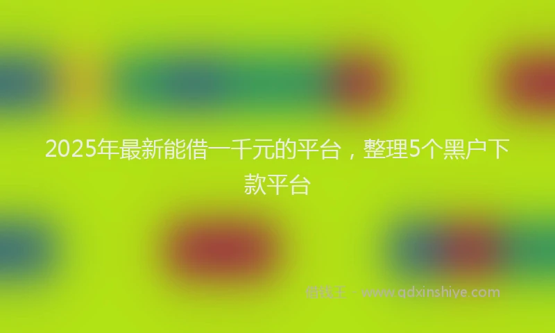 2025年最新能借一千元的平台，整理5个黑户下款平台