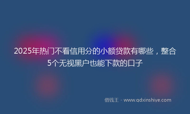 2025年热门不看信用分的小额贷款有哪些，整合5个无视黑户也能下款的口子