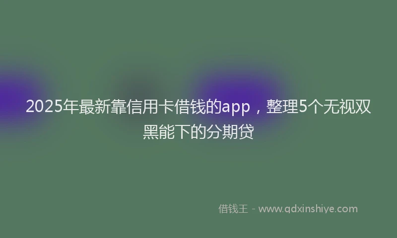 2025年最新靠信用卡借钱的app，整理5个无视双黑能下的分期贷
