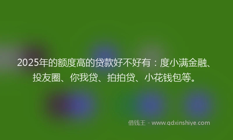 2025年的额度高的贷款好不好有：度小满金融、投友圈、你我贷、拍拍贷、小花钱包等。