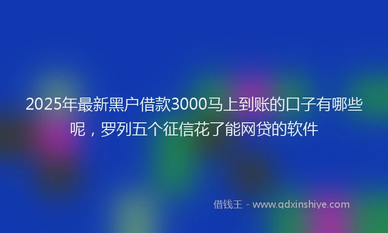 2025年最新黑户借款3000马上到账的口子有哪些呢，罗列五个征信花了能网贷的软件