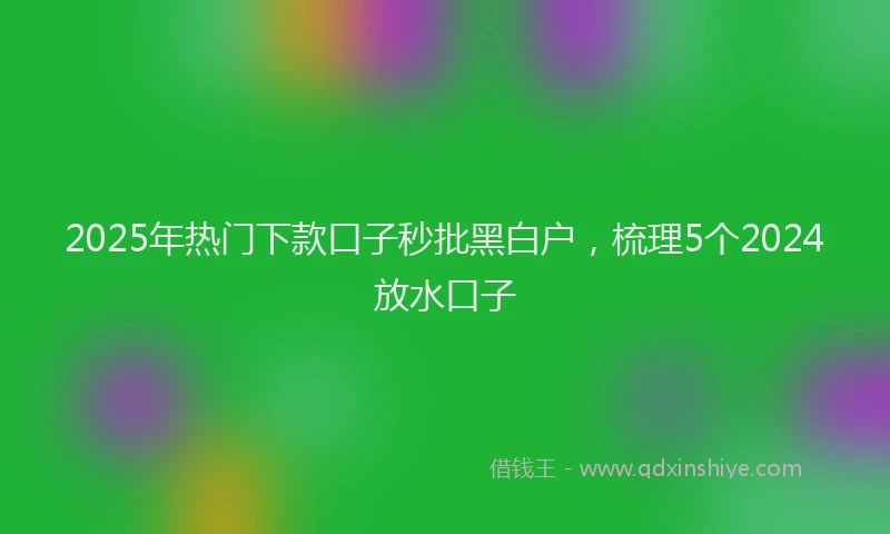 2025年热门下款口子秒批黑白户，梳理5个2024放水口子
