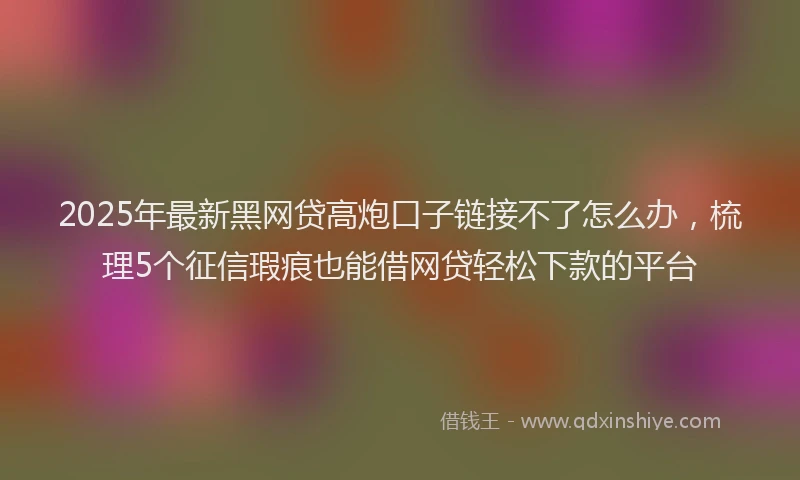 2025年最新黑网贷高炮口子链接不了怎么办，梳理5个征信瑕疵也能借网贷轻松下款的平台