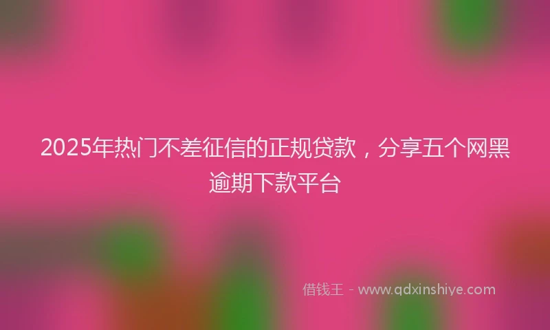 2025年热门不差征信的正规贷款，分享五个网黑逾期下款平台