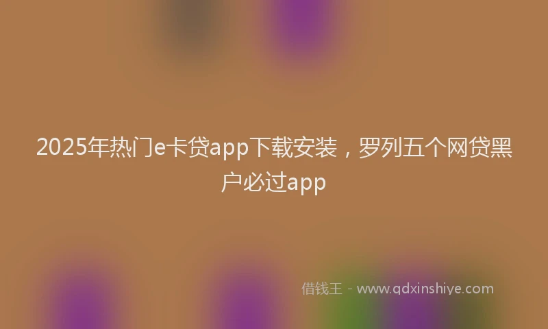 2025年热门e卡贷app下载安装，罗列五个网贷黑户必过app