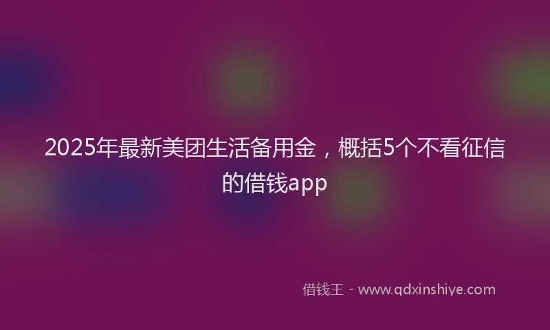 2025年最新美团生活备用金，概括5个不看征信的借钱app