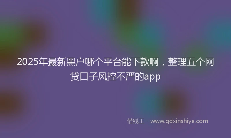 2025年最新黑户哪个平台能下款啊，整理五个网贷口子风控不严的app