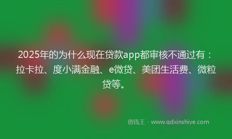 2025年的为什么现在贷款app都审核不通过有：拉卡拉、度小满金融、e微贷、美团生活费、微粒贷等。