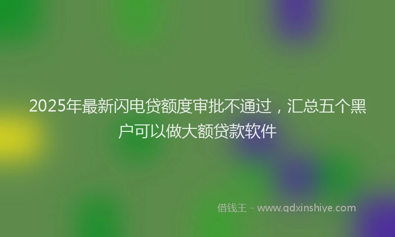 2025年最新闪电贷额度审批不通过，汇总五个黑户可以做大额贷款软件