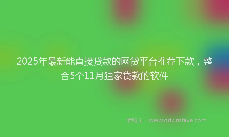 2025年最新能直接贷款的网贷平台推荐下款，整合5个11月独家贷款的软件