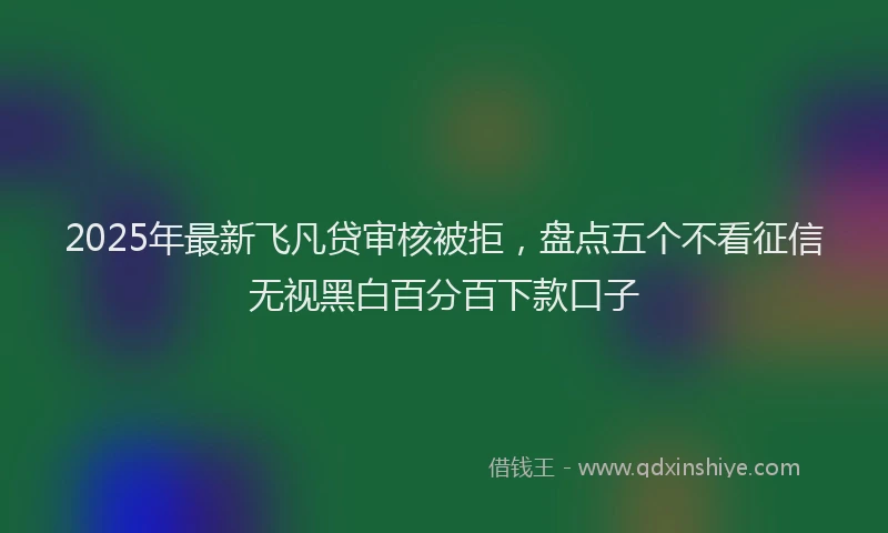 2025年最新飞凡贷审核被拒，盘点五个不看征信无视黑白百分百下款口子