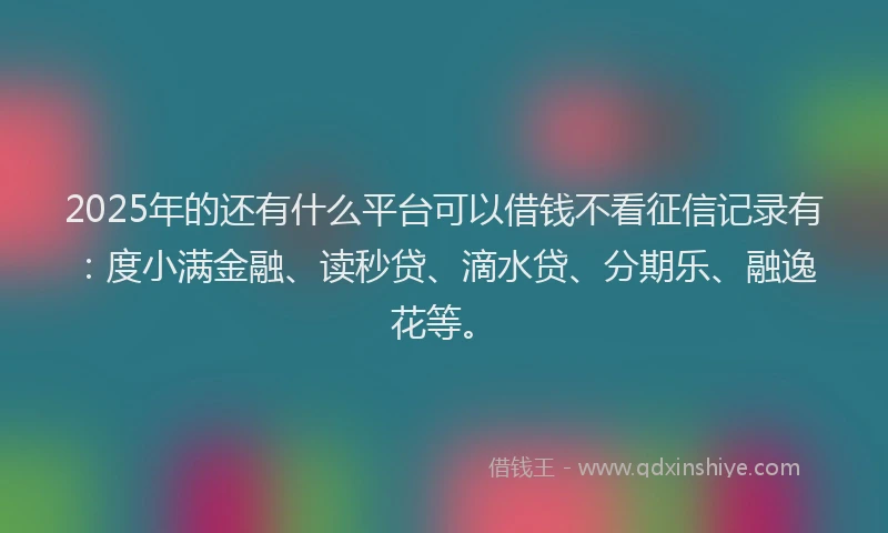 2025年的还有什么平台可以借钱不看征信记录有：度小满金融、读秒贷、滴水贷、分期乐、融逸花等。