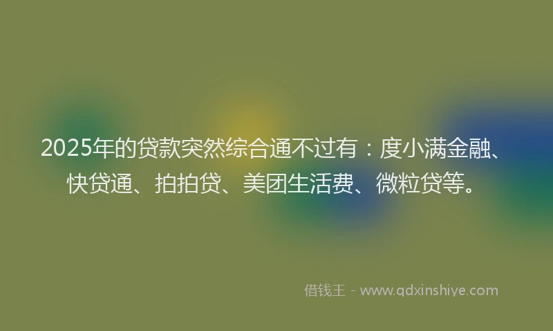 2025年的贷款突然综合通不过有：度小满金融、快贷通、拍拍贷、美团生活费、微粒贷等。