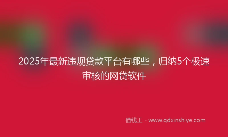 2025年最新违规贷款平台有哪些，归纳5个极速审核的网贷软件