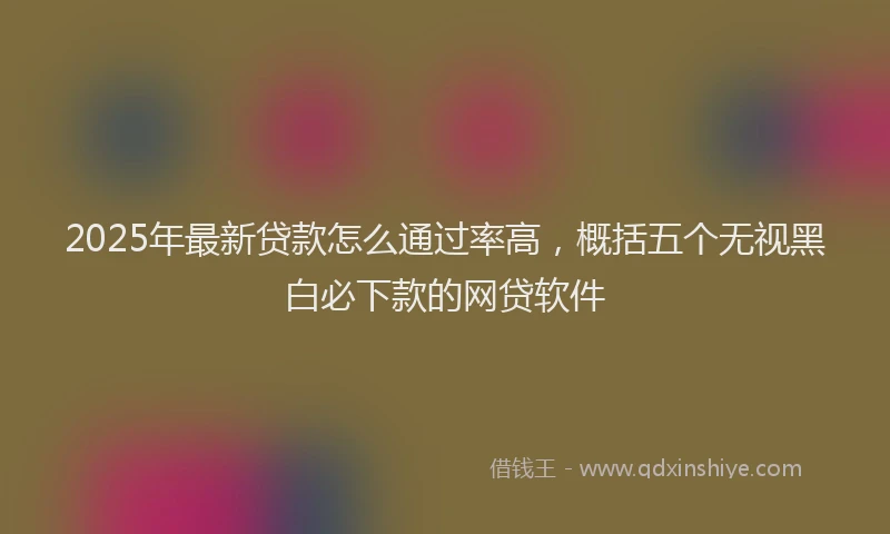 2025年最新贷款怎么通过率高，概括五个无视黑白必下款的网贷软件