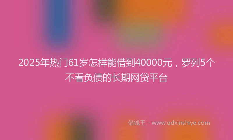 2025年热门61岁怎样能借到40000元，罗列5个不看负债的长期网贷平台