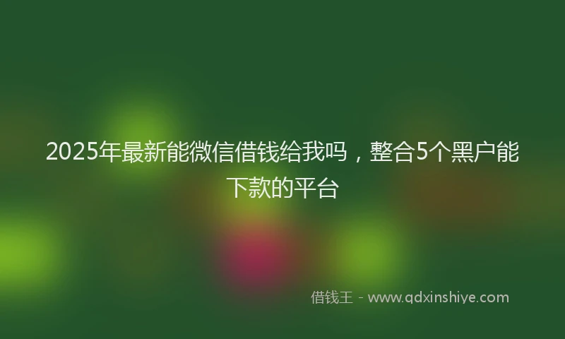 2025年最新能微信借钱给我吗，整合5个黑户能下款的平台
