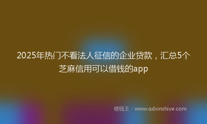 2025年热门不看法人征信的企业贷款，汇总5个芝麻信用可以借钱的app