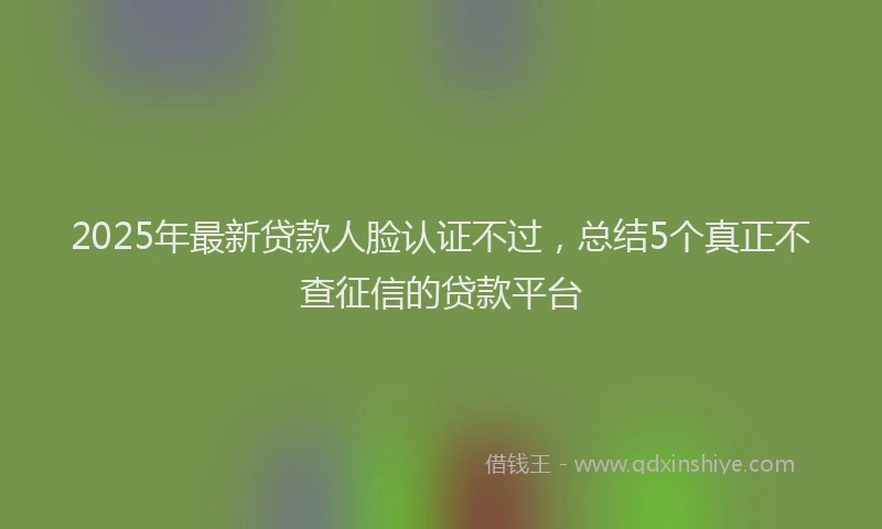 2025年最新贷款人脸认证不过，总结5个真正不查征信的贷款平台