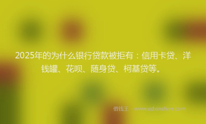 2025年的为什么银行贷款被拒有：信用卡贷、洋钱罐、花呗、随身贷、柯基贷等。