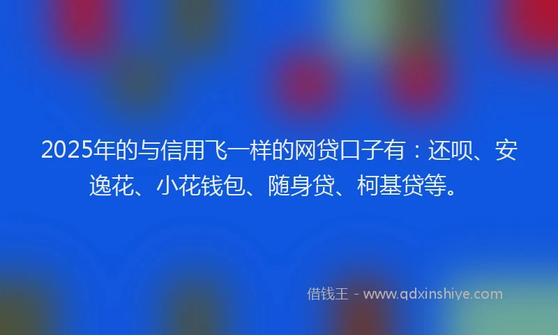 2025年的与信用飞一样的网贷口子有：还呗、安逸花、小花钱包、随身贷、柯基贷等。