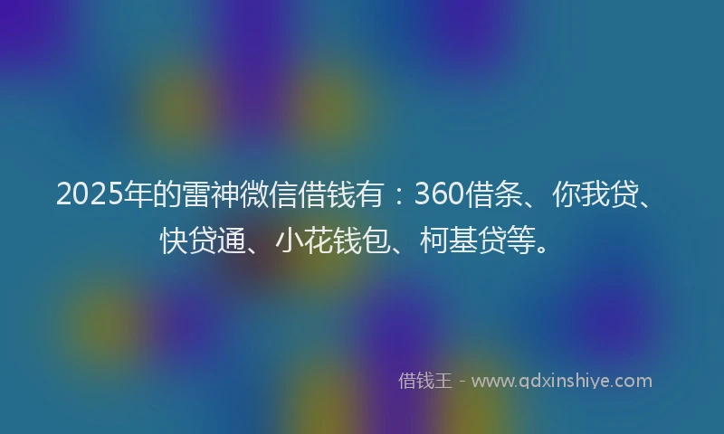 2025年的雷神微信借钱有：360借条、你我贷、快贷通、小花钱包、柯基贷等。