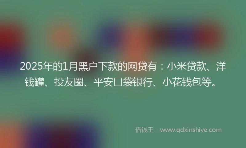 2025年的1月黑户下款的网贷有：小米贷款、洋钱罐、投友圈、平安口袋银行、小花钱包等。